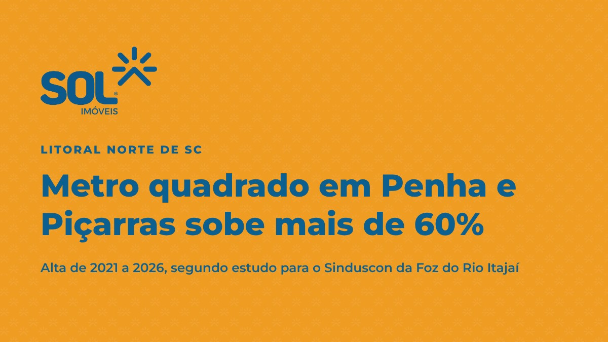 Metro quadrado em Penha e Balneário Piçarras sobe mais de 60% em cinco anos